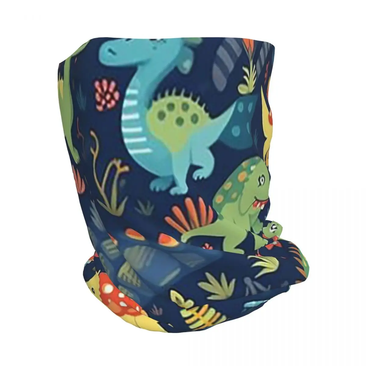 Cartoon Cute Dinosaur Pattern Bandana Neck Gaiter Wrap Scarf Warm Headband Beanies Hat Unisex Adult Washable