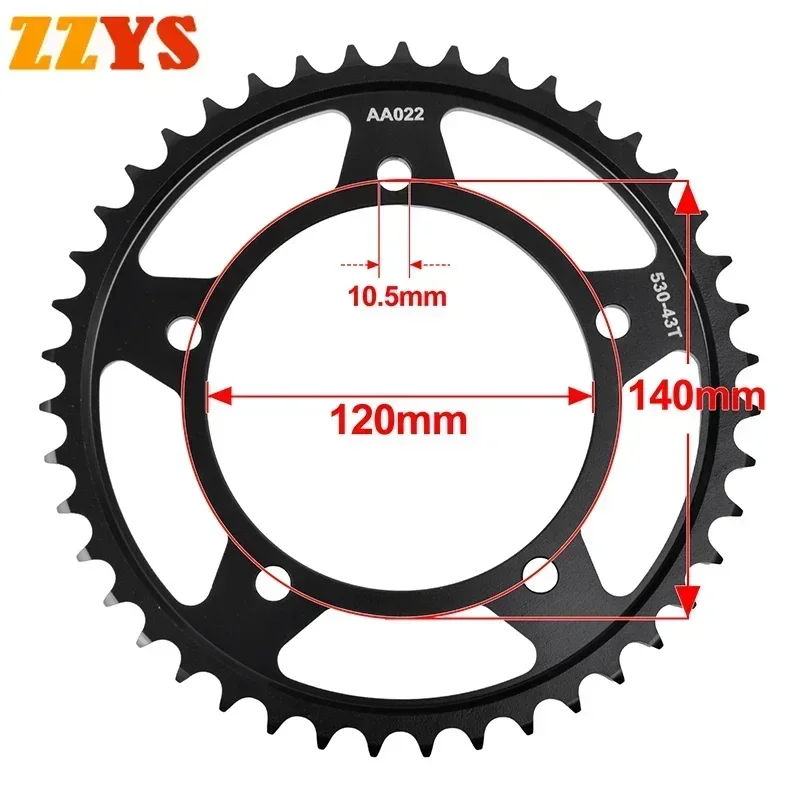 530 43T 43 Tooth Rear Sprocket Gear Star Wheel Cam Pinion For Suzuki GSF1250 GSF1250K GSF1250A GSF1250S Bandit ABS GSF 1250 SA