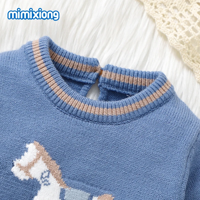 Baby Boys Rompers Clothes 0-9m Newborn Infant Blue Crew Neck Long Sleeve Knitted Jumpsuits Playsuit Autumn Winter Toddler Outfit