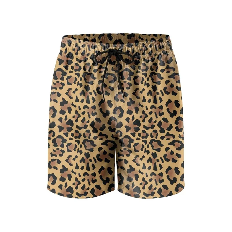 Moda Leopard 3D Print Spodenki plażowe Mężczyźni Letnie kąpielówki Casual Quick Dry Surf Board Shorts Personality Street Short Pants