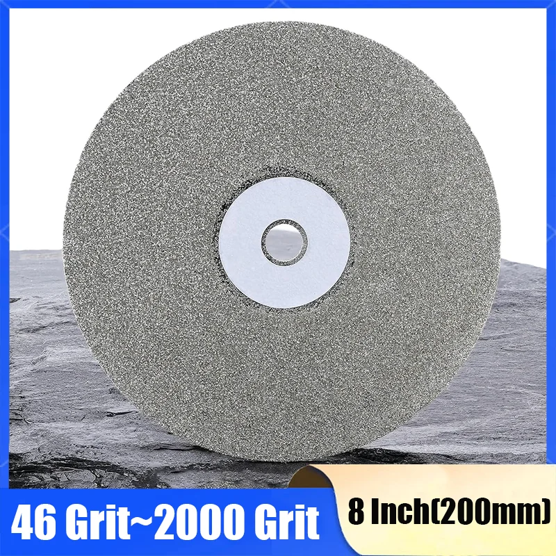 1Pc 8 Inches 46/60/80/120/150~2000 Grit Diamond Polishing Disc Flat Lap Grinding Wheel Disc Jade Crystal stone Glass Laps Tool