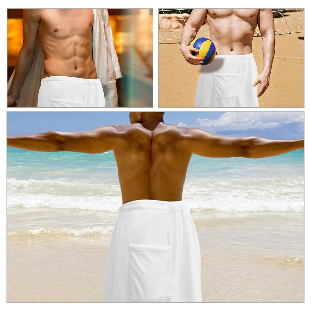 

Soft Coral Fleece Bathrobe Wrap Thickened Lightweight Button 140x70cm Shower Spa Sauna Towel for Men Travel Multi use Salon