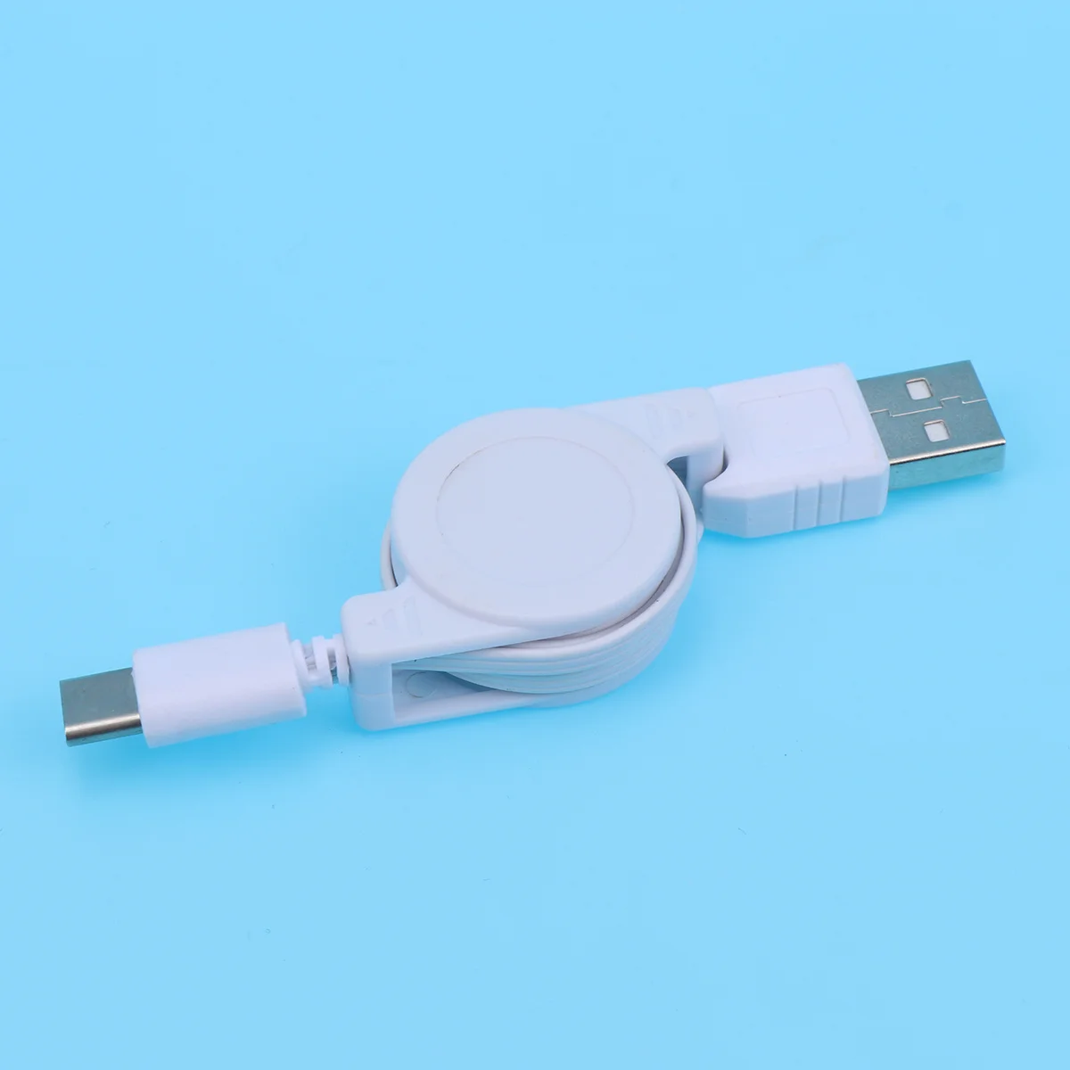 

Retractable Usb Charging Cable Type-C 3.1 Fast Data Sync Cord Portable For Phone White Compact Design Travel Office Home