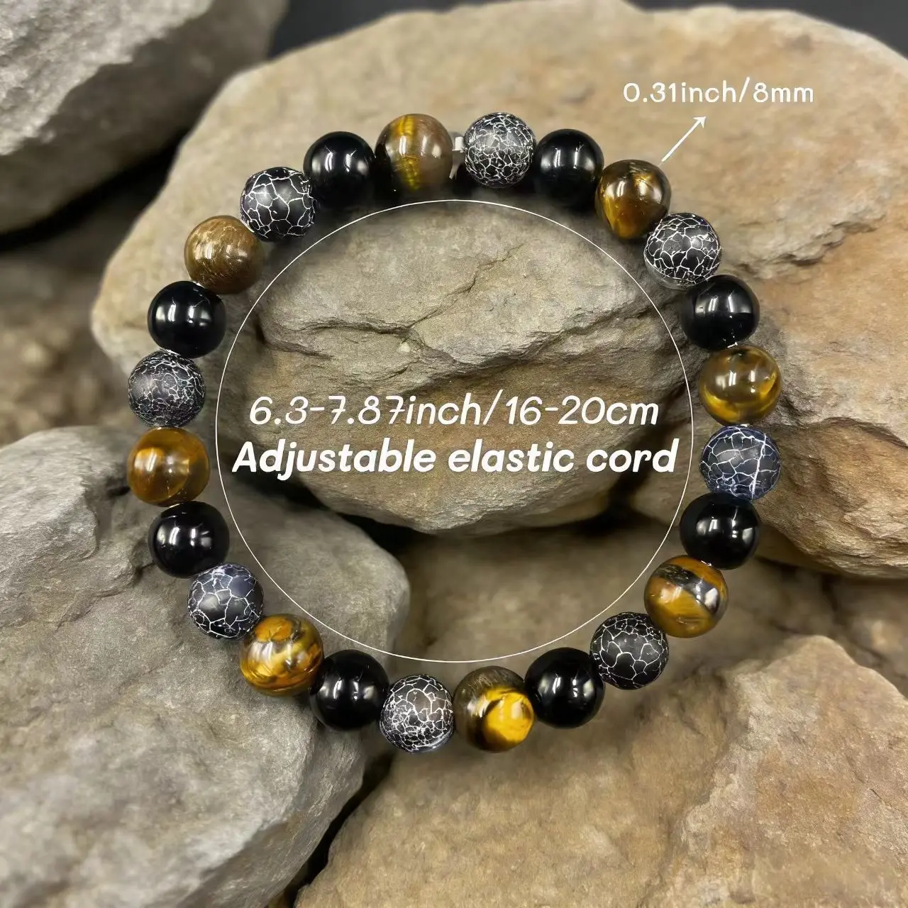 Cross-border new products, natural tiger's eye stone weathered agate black glass crystal bracelet, European and American style h