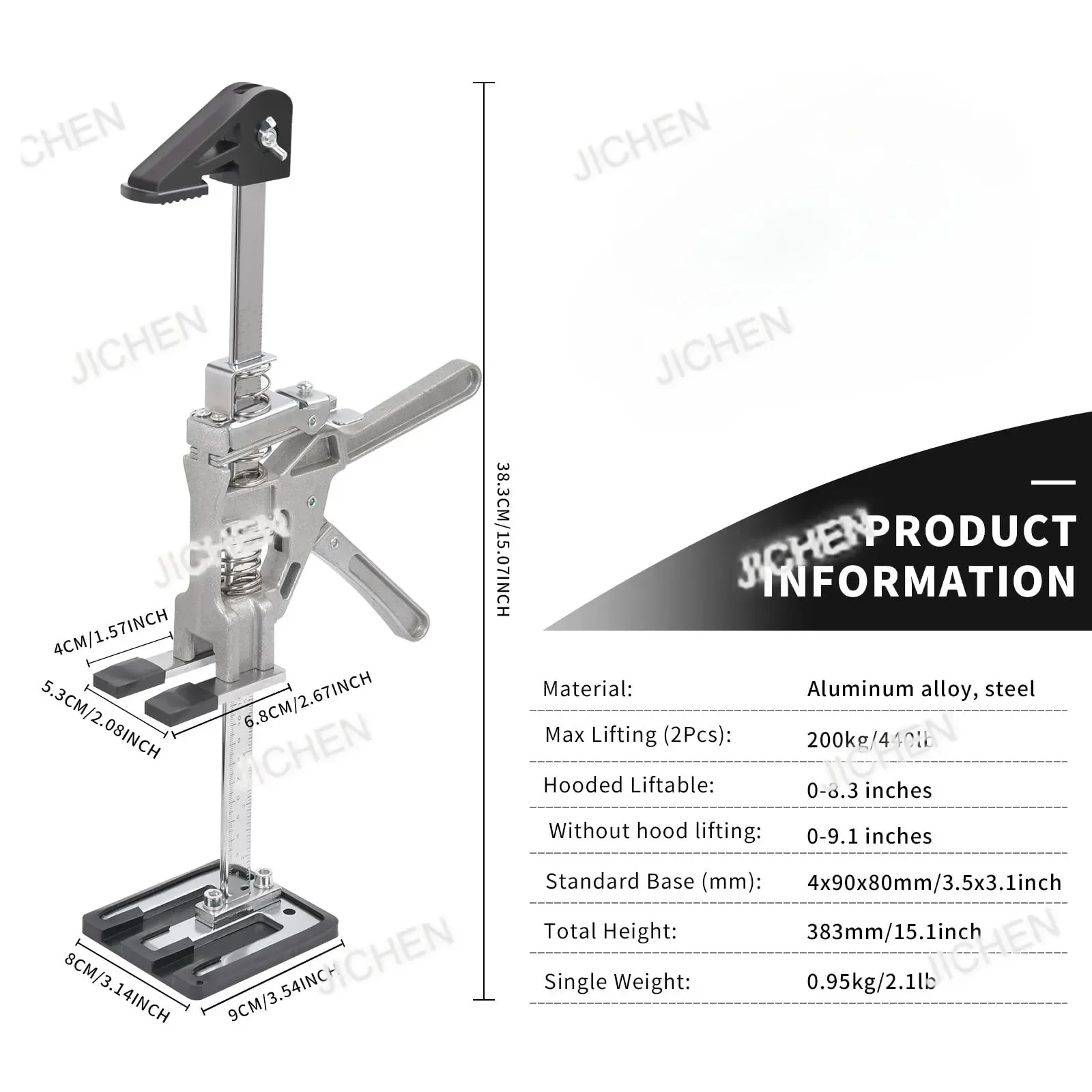 ZQT 2 Packs Labor Saving Arm Jack 15.2 In Hand Lifting Jack With Bag All-Aluminum Body For Mounting Windows Doors Lifting Furni