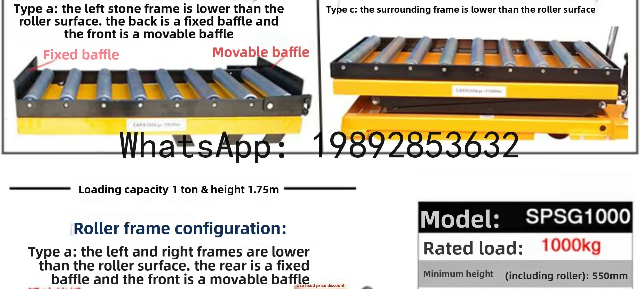 B1 Roller Lift Platform Cart Mold Ball Manual Hydraulic Lift Cart Foot Pedal Push Cart