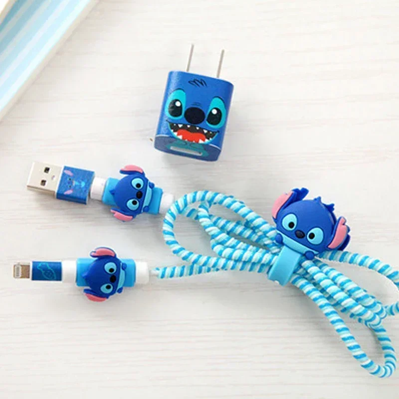 Disney Action Figur Stich Handy Datenkabel Schutzhülle Cartoon Minnie Datenkabel Schutzs eil DIY Geburtstags geschenk