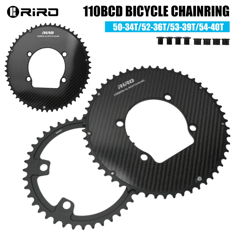 

RIRO Carbon Fiber Bike Chainring 110BCD Road Bike Chainwheel for R7000/R8000/R9100 Cycling Chainwheel Bicycle Chainring Parts