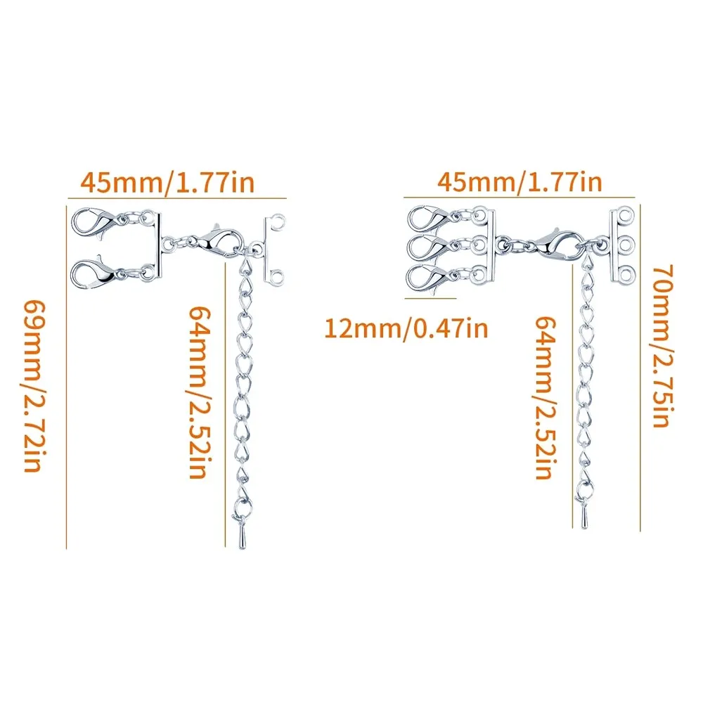 2pcs Gold Silver Multi Strands Layering Clasp Adjustable Chain Connector Look For DIY Necklace Bracelet Jewelry Making Findings