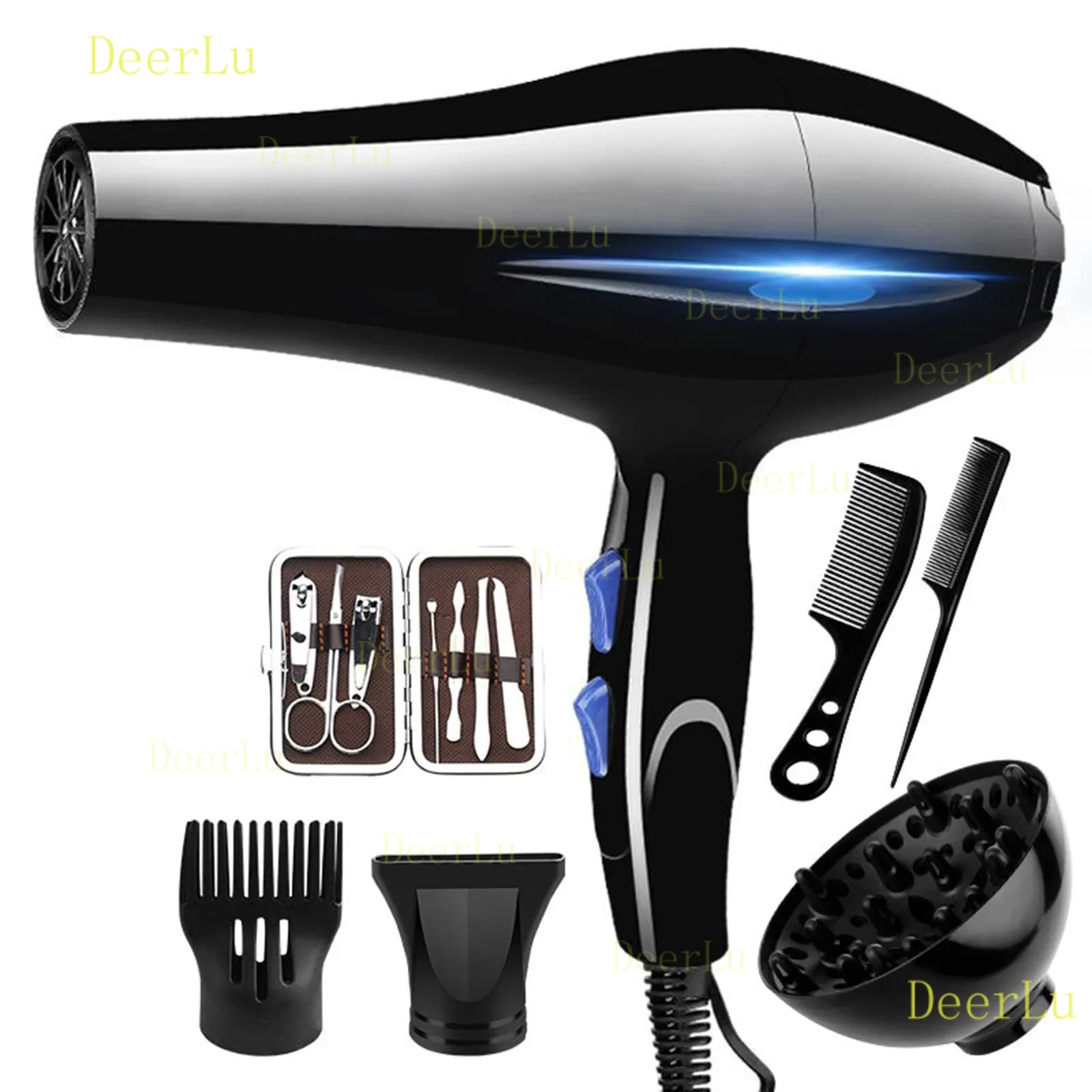 Secador de Pelo Iónico Profesional de Calentamiento Rápido con Aire Frío y Caliente, con Boquilla de Recolección de Aire para Uso en Salón y Hogar