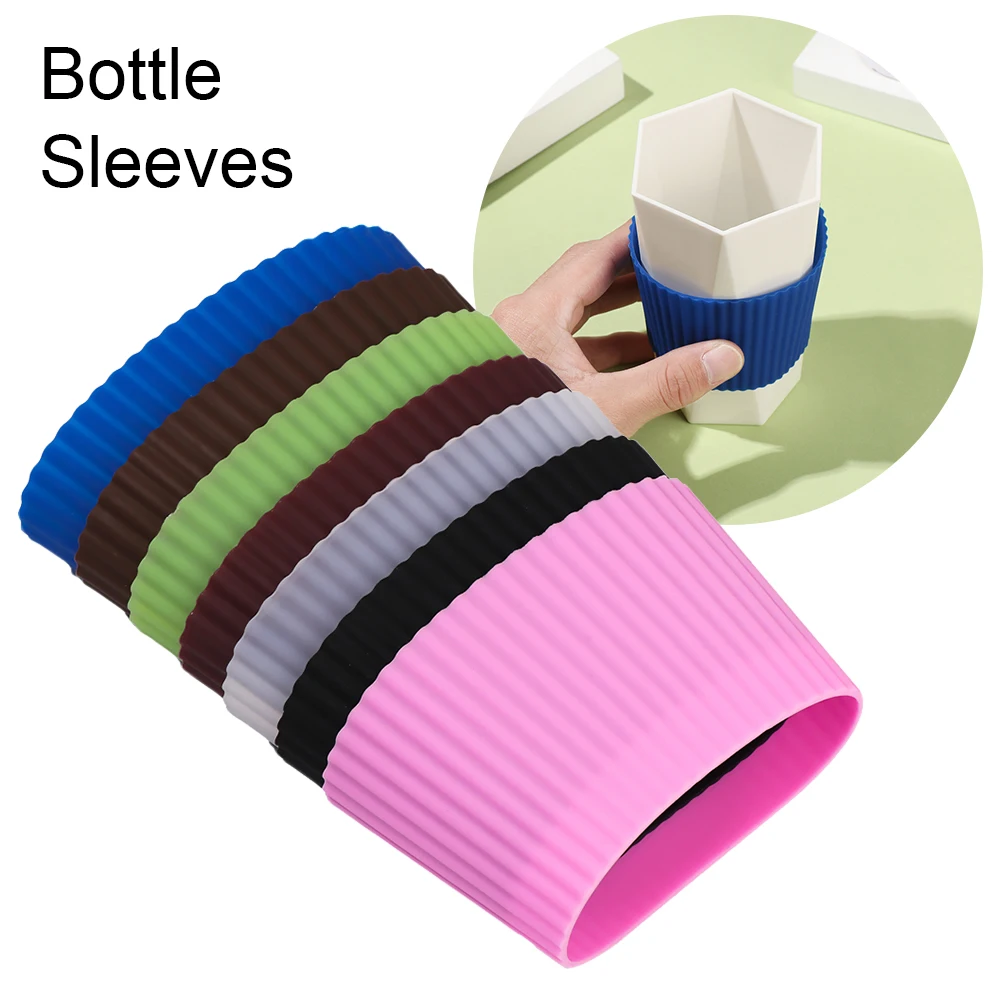 Vertical Stripe Silicone Non-slip Heat Insulation Cup Cover Durable Anti-fall Bottle Sleeves Water Cup Coasters Home Suppiles