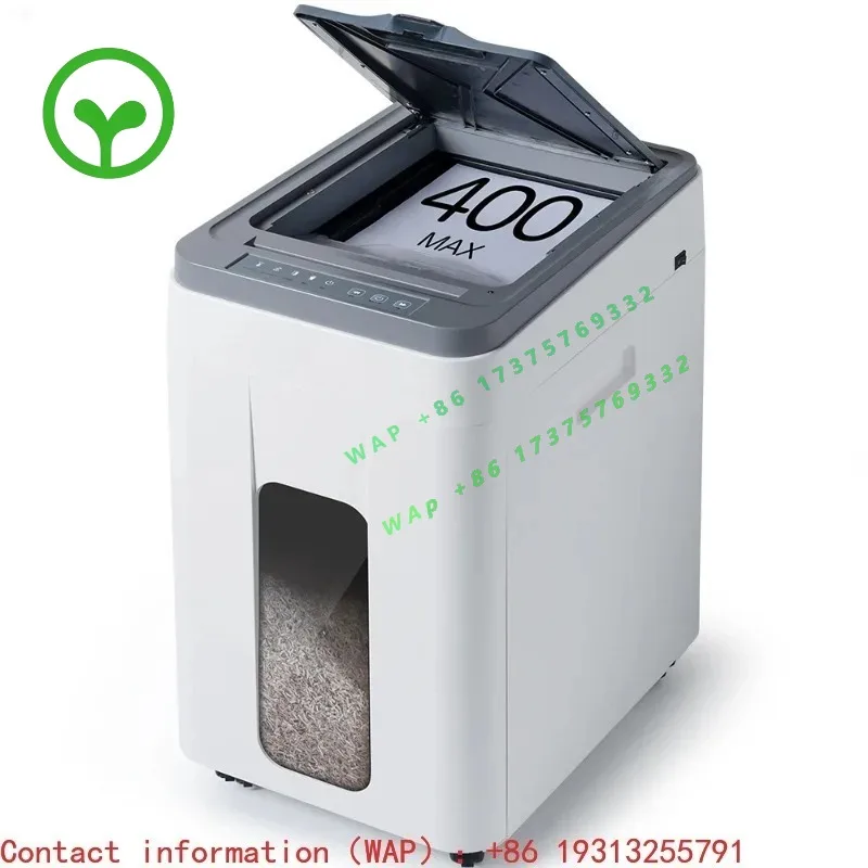 【Best-selling】50L Auto Feed Paper Shredder: 400 Sheet P5 Micro Cut Machine Heavy Industrial Commercial Document Destroyer for Ho