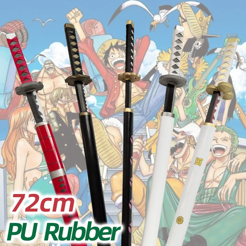 72cm Roronoa Zoro Katana Japanese Anime Character Cosplay Weapons Wado Ichimonji  Yama Black Props PU Blade Toy Sword