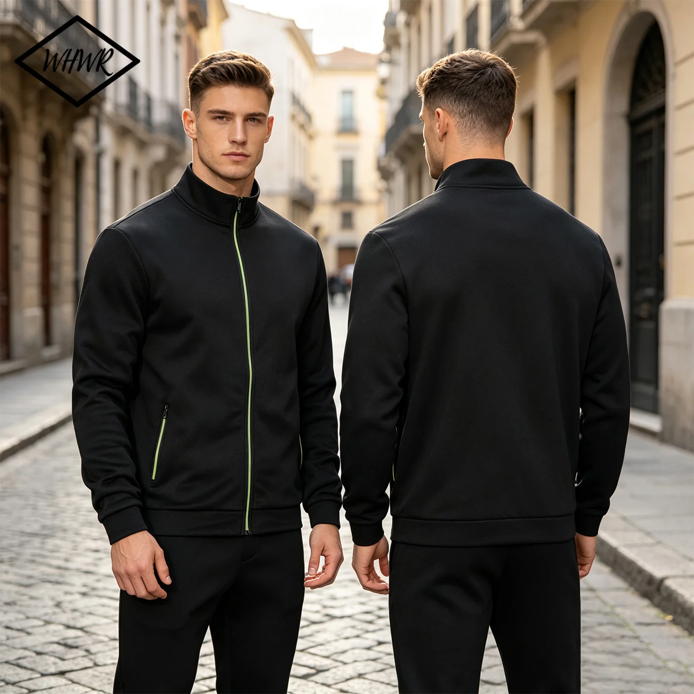 Men's Zip Track Jacket Stand Collar Fleece Lined Casual Sweatshirt with Zipper Pockets Athletic Outerwear Warm Casual Streetwear Track Jacket