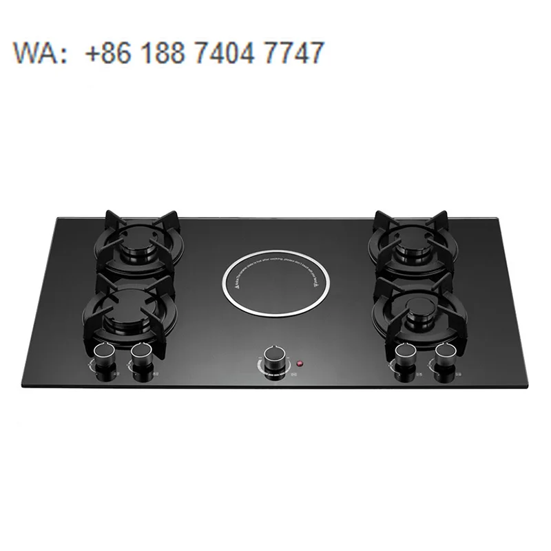 5 Burner Gas with Electric Stove Glass Surface Built-in Home Cooktop Flame Failure Safety  OEM Customizable Available