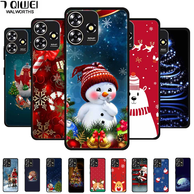 Fundas de Navidad para ZTE Blade V50 Design 4G/ V50 Smart / A73 4G / Axon 50 Lite, Fundas de Silicona Suave a Prueba de Golpes, Color Negro
