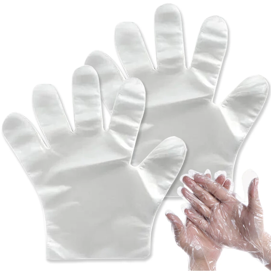 100/200pcs Disposable Transparent Thickened Plastic Gloves for Cooking Food Handling Hair Dyeing Restaurant Kitchen Supplies