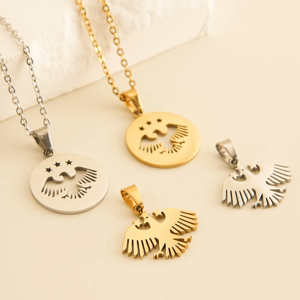 Fashion Syrian Arab Flag Eagle Pendant Neckalces Stainless Steel for Women Men الجمهوريّة العربيّة السّوريّة Jewelry Gift