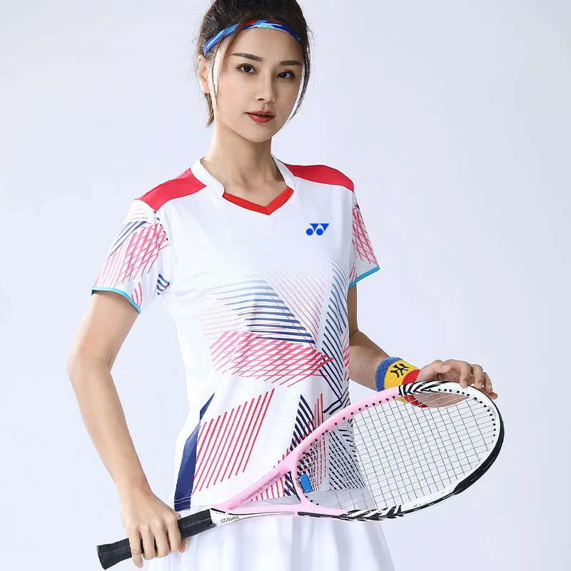 W Badminton abbigliamento Tennis Stripe Printed T-Shirt ping pong Jersey Training Men T Shirt Padel Running Sports Quick Dry Tees