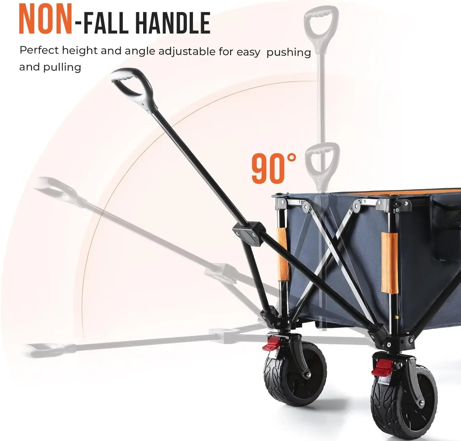 Collapsible Wagon Cart with Wheels - All-Terrain 3.2in Wide Wheels - Foldable 150L Large Capacity with Side Pockets