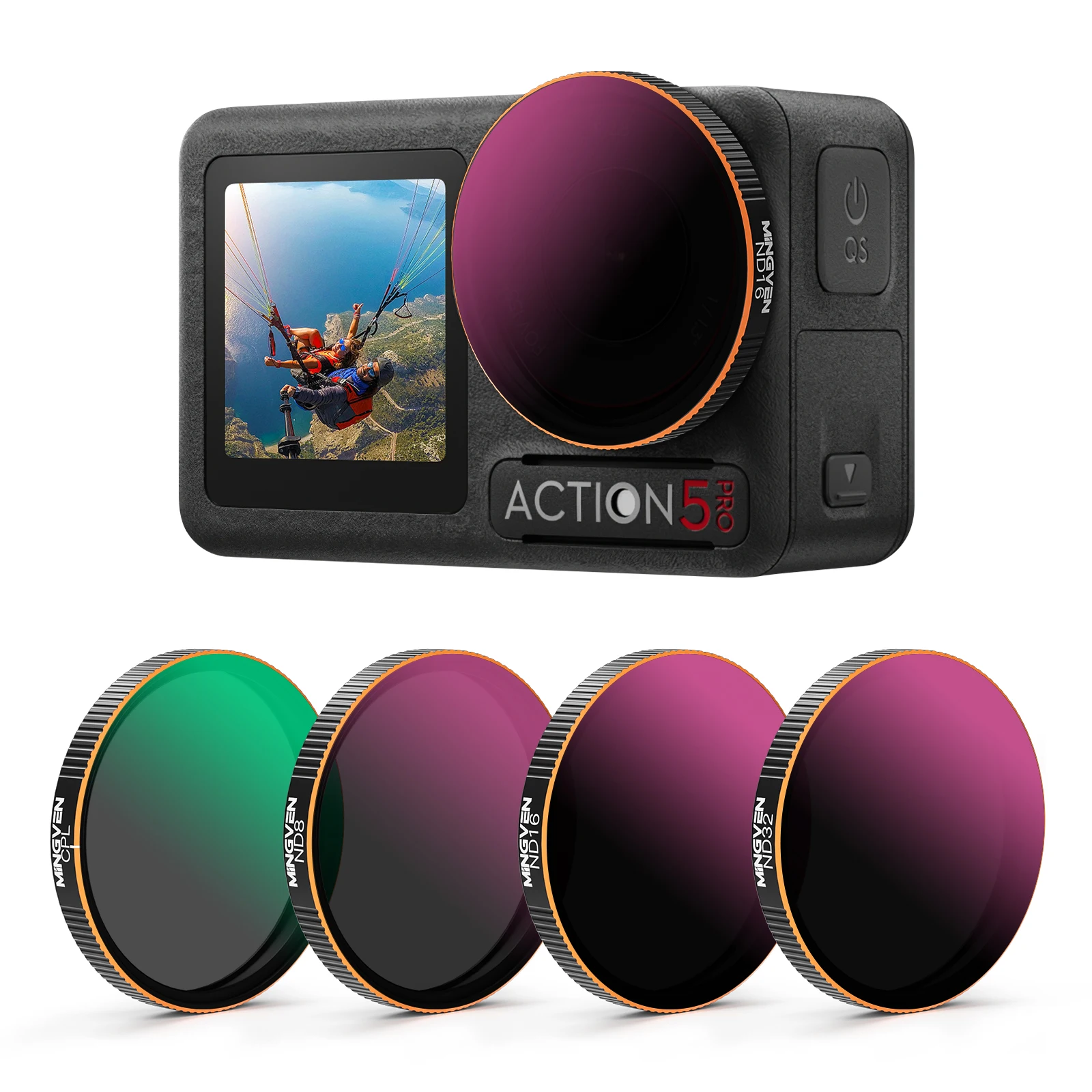 

MINGVEN ND Filters Set for DJI Osmo Action 5 Pro, Compatible with Action 4/Action 3 Accessories, 4 Pcs (CPL, ND8, ND16, ND32)