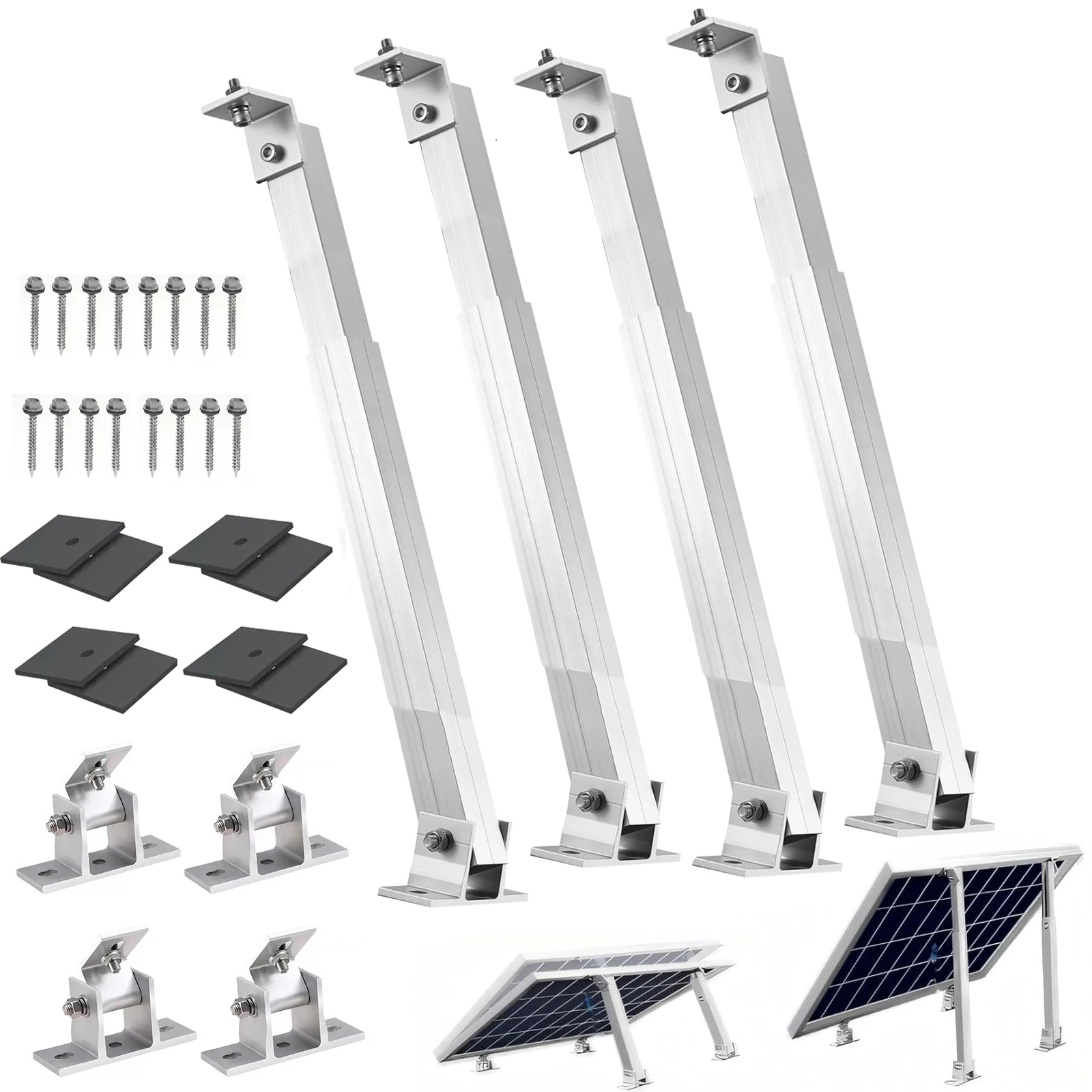 4/2-teilige Solarpanel-Montagesets, Verstellbare Solarhalterungen für Flachdächer, Verstärkte Ausführung