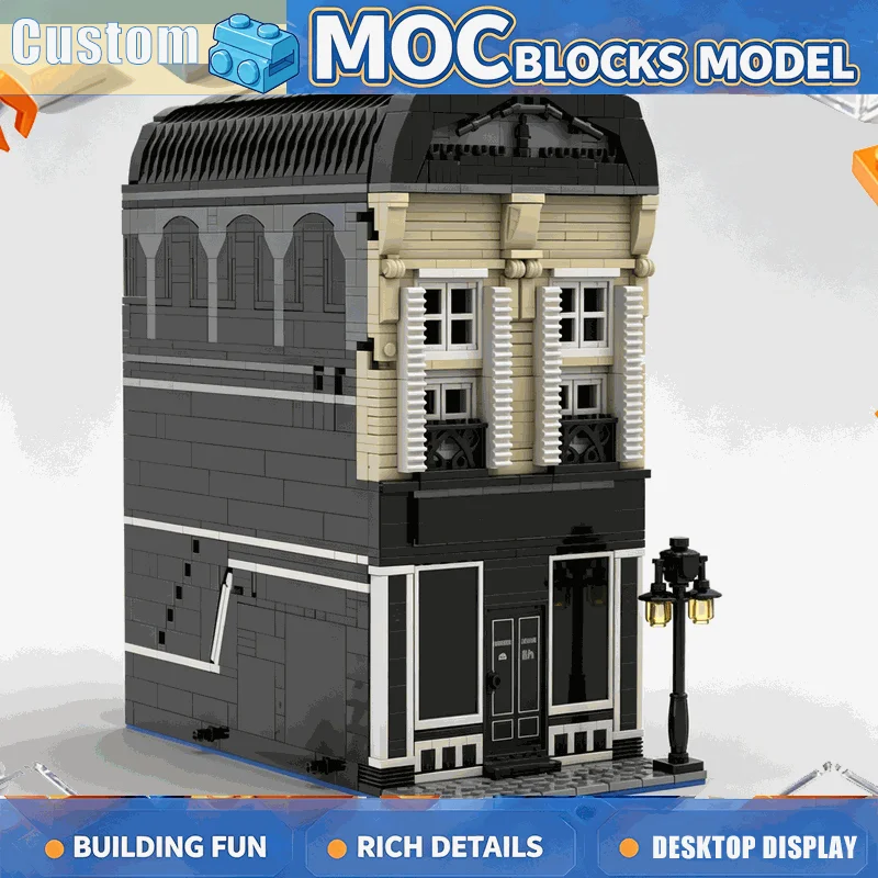 2353PCS Vintage Street Corner Building Model Custom Puzzle DIY Building Blocks Creative Architecture Collection Educational Toy