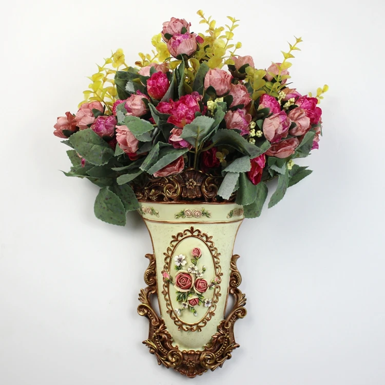 European-style wall-hung vase flower simulation vase set fashion home decoration living room pendant wall decoration