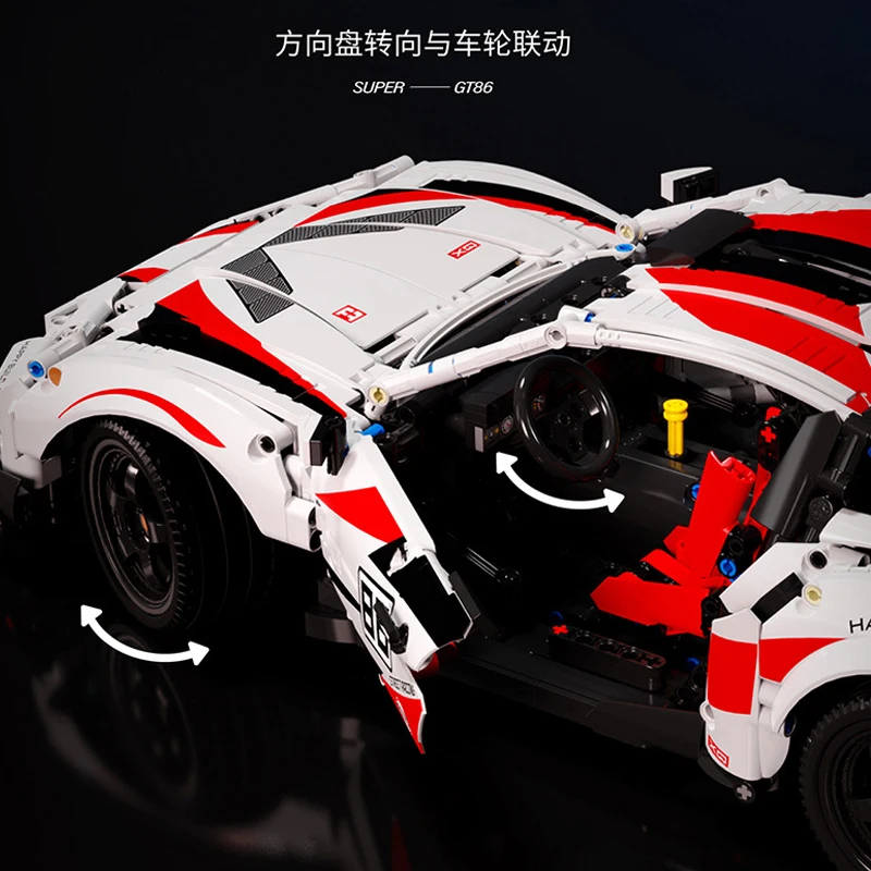 New YC-23002 2586pcs 1:10 MOC Technical RC Sports Car GT86 Building Blocks Model Racing Bricks Toys for Boys Birthday Gift Set