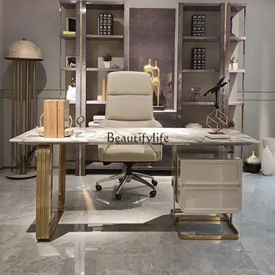 

FG40Светкий роскошный письменный стол Высококачественный кабинет на вилле Мраморная столешница Письменный стол