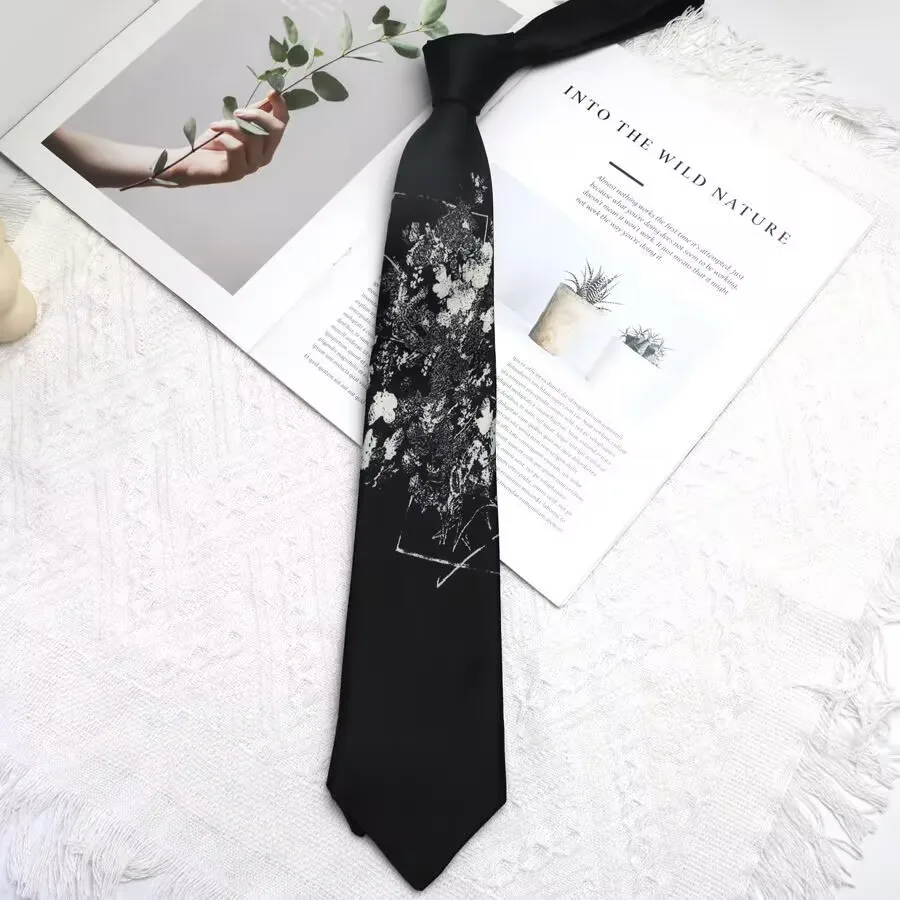 Modische Damen-Krawatte mit Blumenmuster für Erwachsene, 8 cm breit, Polyester, schmal geschnitten, für Hemden, Anzüge, Party-Accessoires, Retro-Kunst, Persönlichkeits-Krawatte – Detail 5