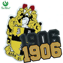 Custom Greek Letters Alpha Phi Alpha 1906 Fraternity Chenille Patches Greek Alphabet Heat Applied Patch for Jacket Hoodies