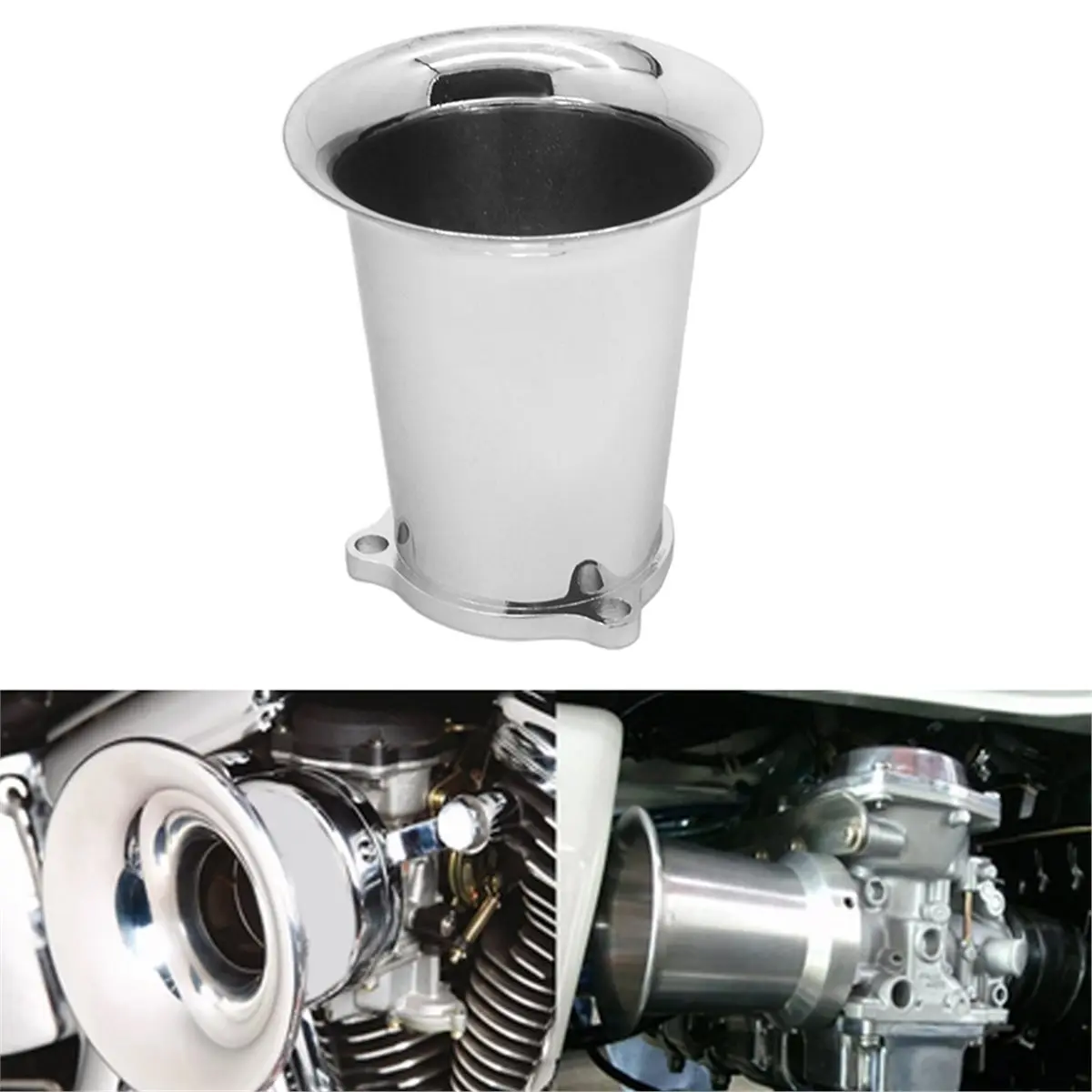 [ABAB] Air Filter Interface Cup Horn Velocity Stack Billet Aluminum Velocity Stack for Harley Chrome Cv Carburetor