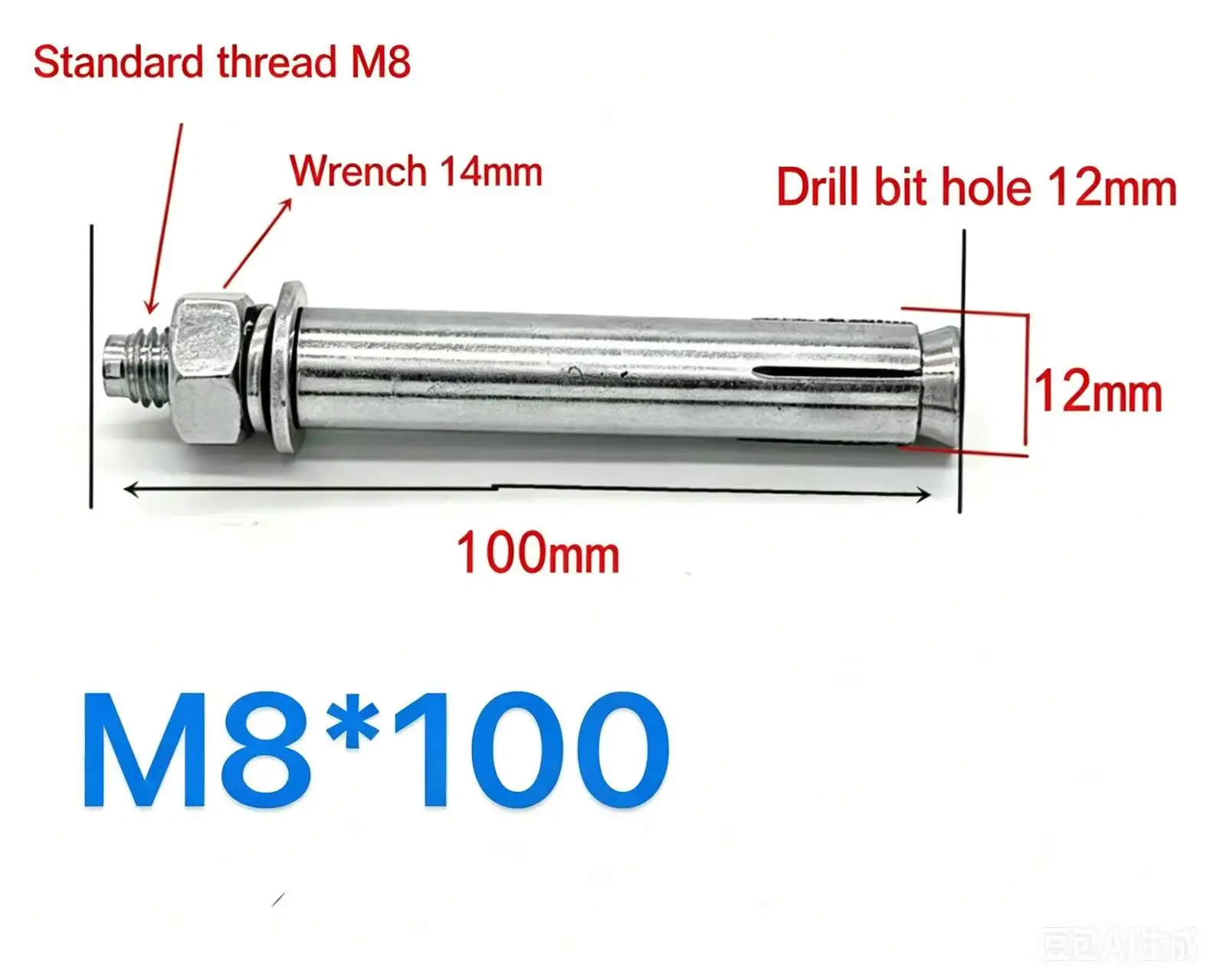 M8*100 Hex Expansion Anchor Bolt, Multiple Package Options, Retail & Wholesale, for Concrete Brick Wall Mounting Fixing
