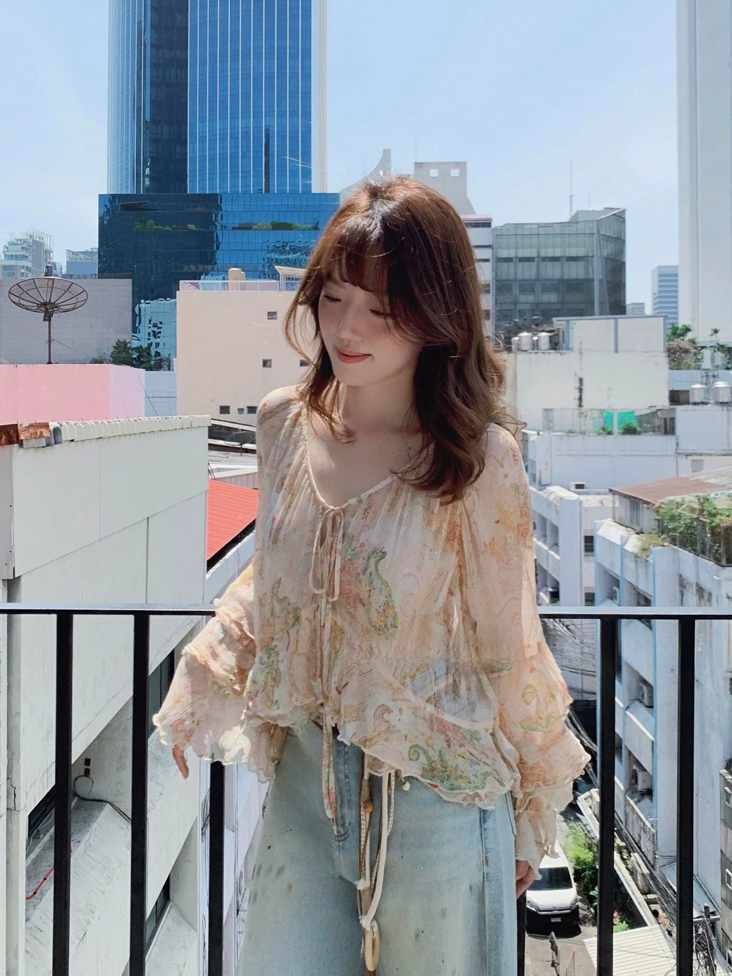 

Vacation Style Loose Floral Shirt plus Size Women's Spring New Romantic Youthful Top Trendy Korean Version Short Length