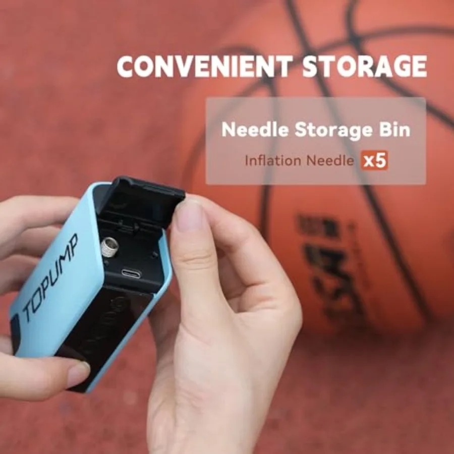 Pompa elettrica portatile ricaricabile con funzione di gonfiaggio e sgonfiaggio e manometro incorporato per calcio basket