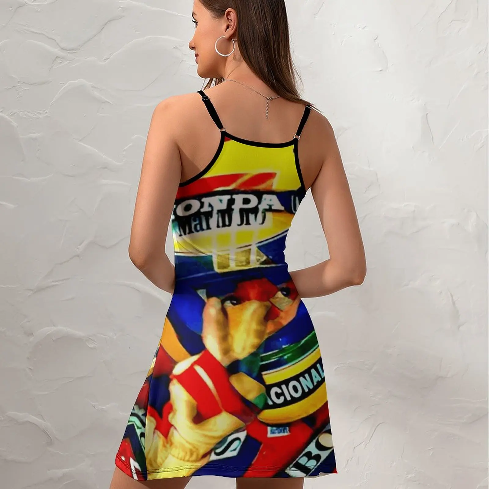 Sexy Ayrton Senna F1 Race Raer 8  Women's Sling Dress Nerd Cocktails Woman's Clothing Suspender Dress Graphic