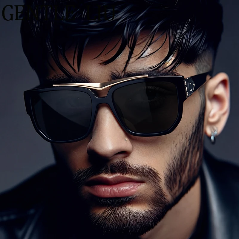 

Vintage Square Sunglasses Men 2025 Luxury Brand Fashion Steampunk Double Beam Sun Glasses For Male Outdoor Eyewear Shades UV400