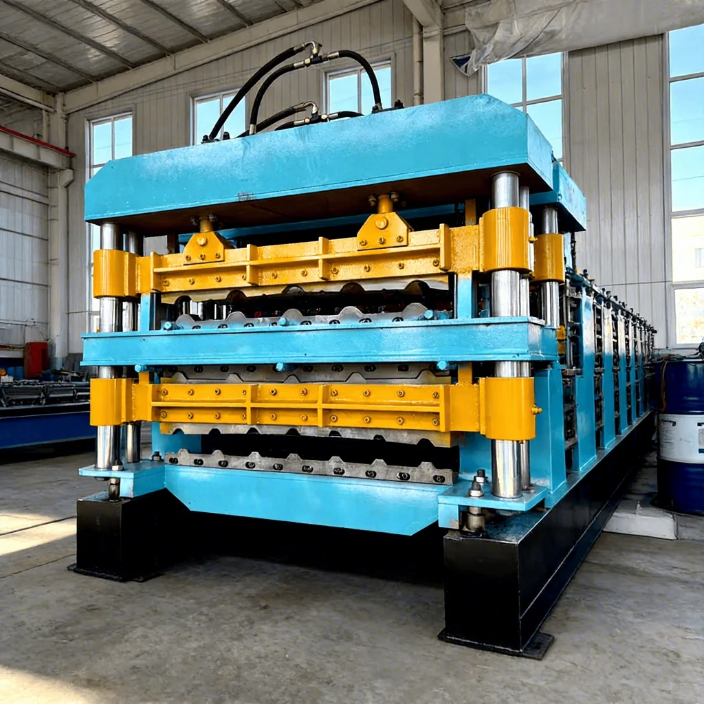 Color Steel Tile Forming Machine Antique Glazed Trapezoidal Double Molds One Machine Two Kinds Color Steel Tile Making Equipment