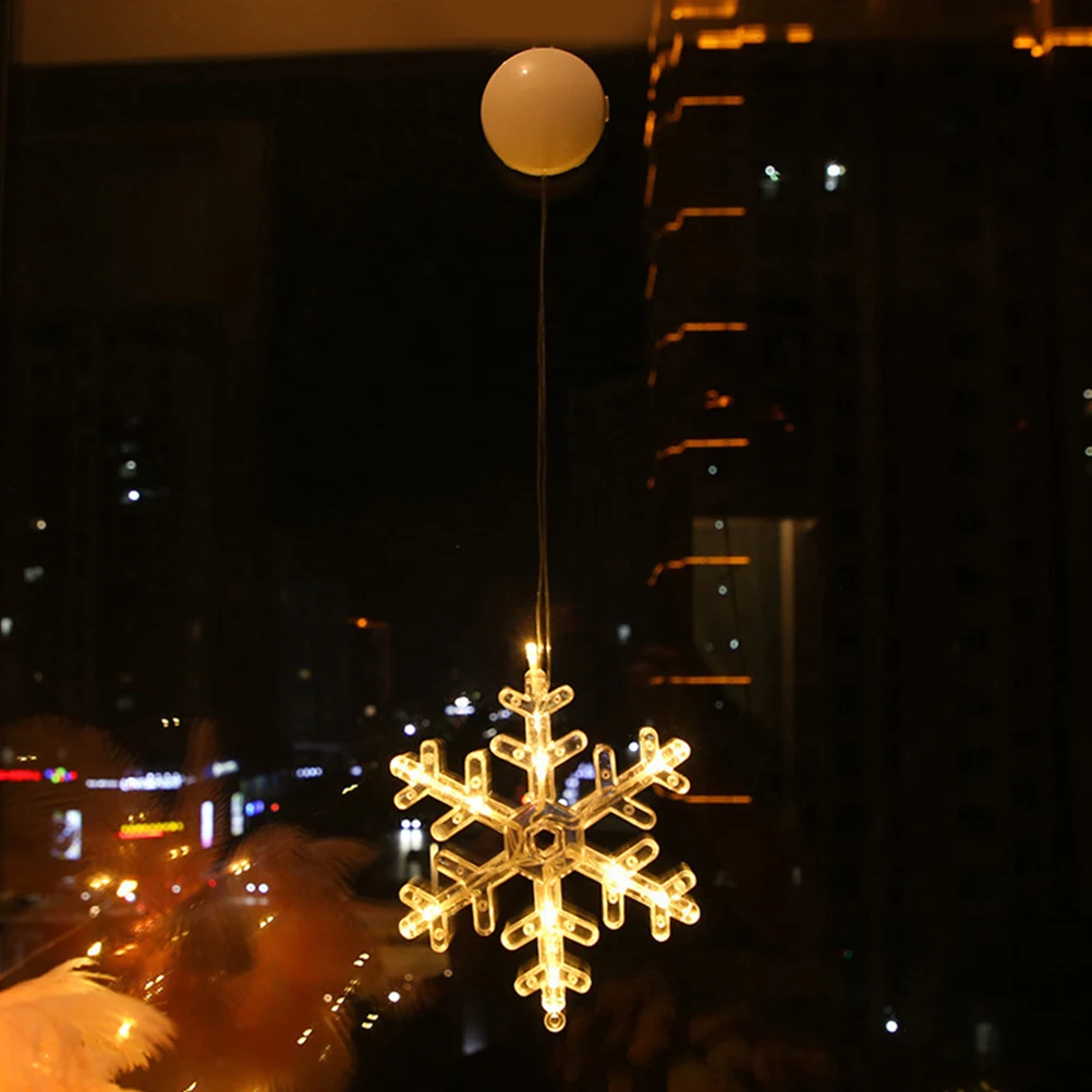 

3Pcs Snowflake Suction Cup Light Christmas Decorative LED Lights for Home Shop Window Hanging Xmas Festival Scene