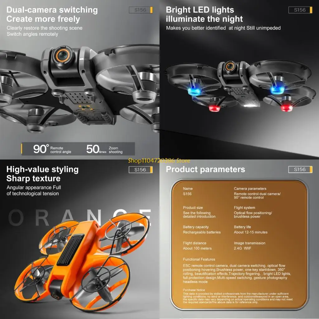 

K0EA S156 Дроны Профессиональная широкоугольная двойная камера 2.4G WIFI Бесщеточный двигатель