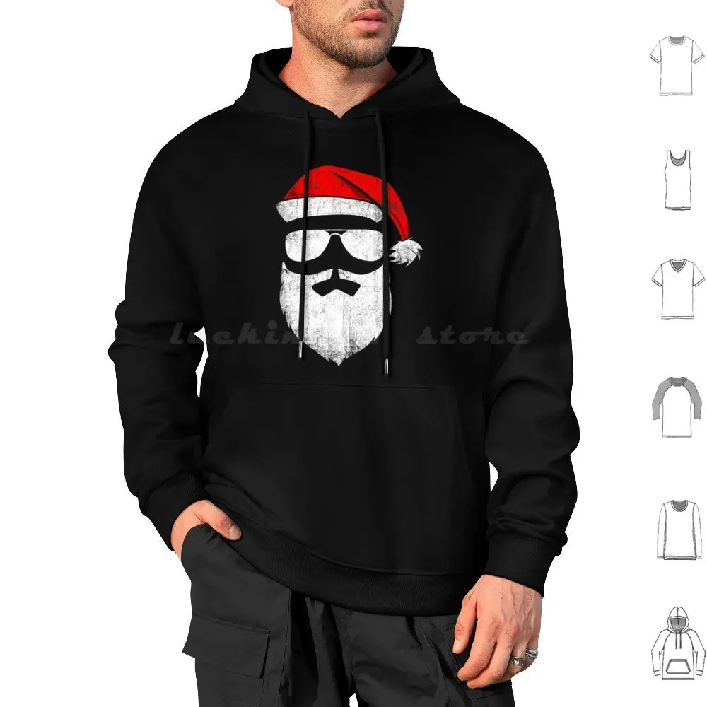 Divertidas gafas de sol con cara de Papá Noel con sombrero, barba, sudaderas con capucha navideñas de manga larga, Navidad divertida, Navidad divertida