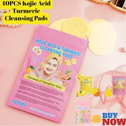 40pcs Turmeric Kojic Acid Cleansing Pads Exfoliating Pads Facial Sponges For Cleansing Exfoliating Daily Cleaning Skin Care