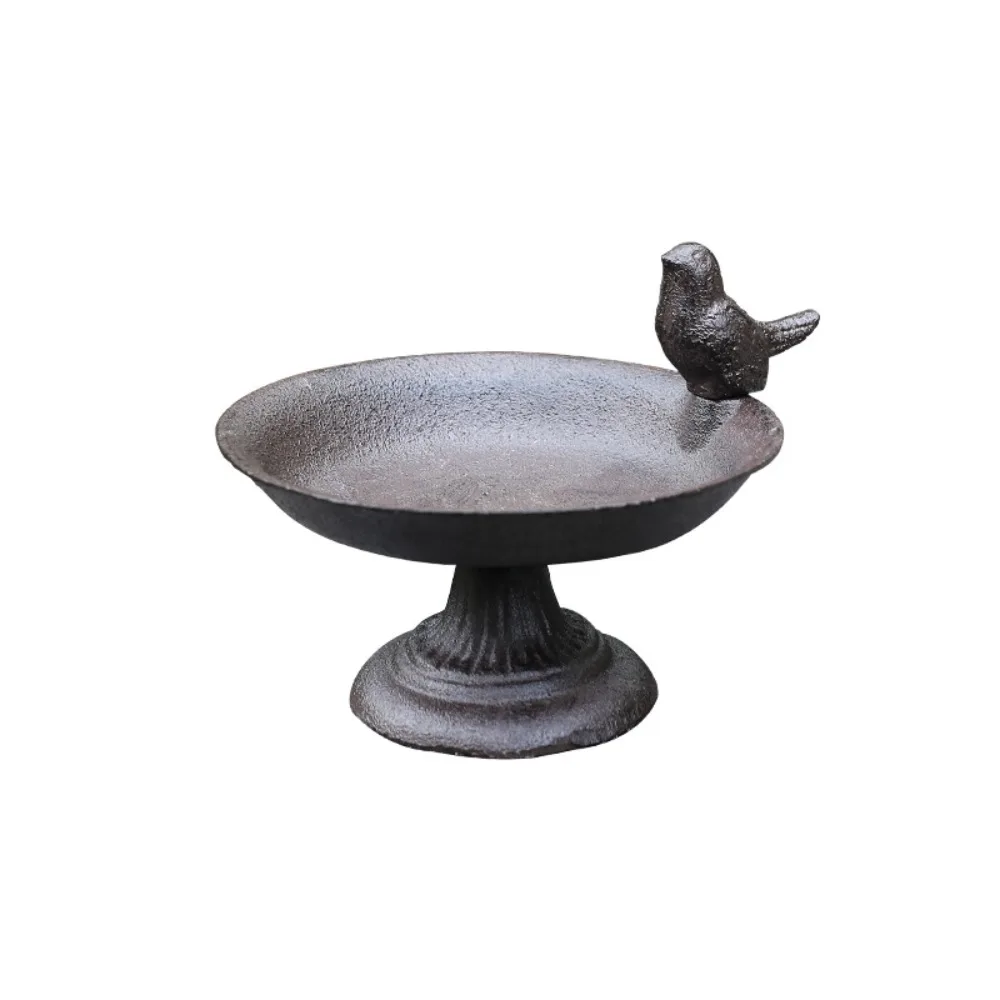 

Balcony Decoration Pot Cast Iron Petal Bird Feeder Basin Nostalgic Waterproof Bird Bath Retro Art Statue Micro Landscape