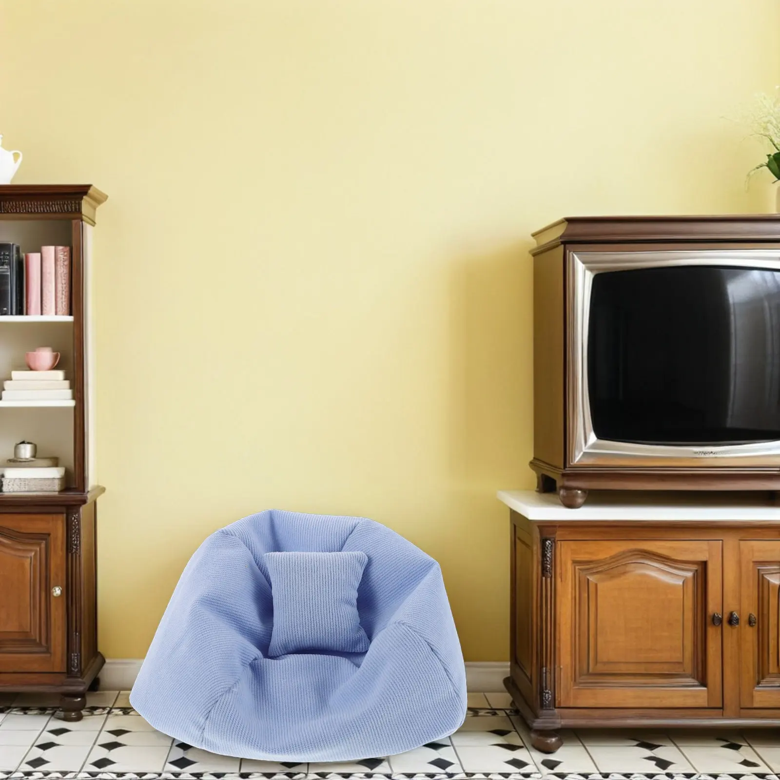 

Mini Bean Bag Chair Soft Foam Seat Compact Mini Sofa for Desk Shelf Car Dashboard Display Dollhouse Furniture Accessory