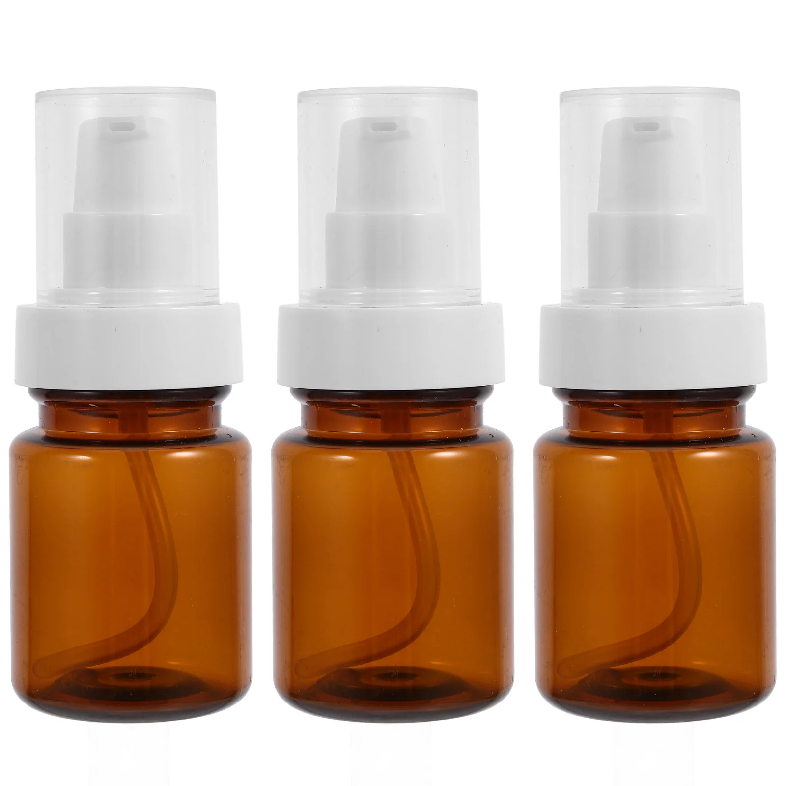 

3pcs 60Ml Empty Pump Bottles Brown Portable Bottle For Essential Oil Serum Travel Size Leak Tool