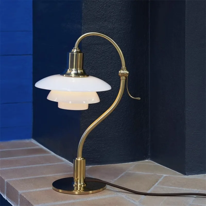 Denmark  Designer Table Lamp Vintage Glass Desk Light for Bedroom Bedside