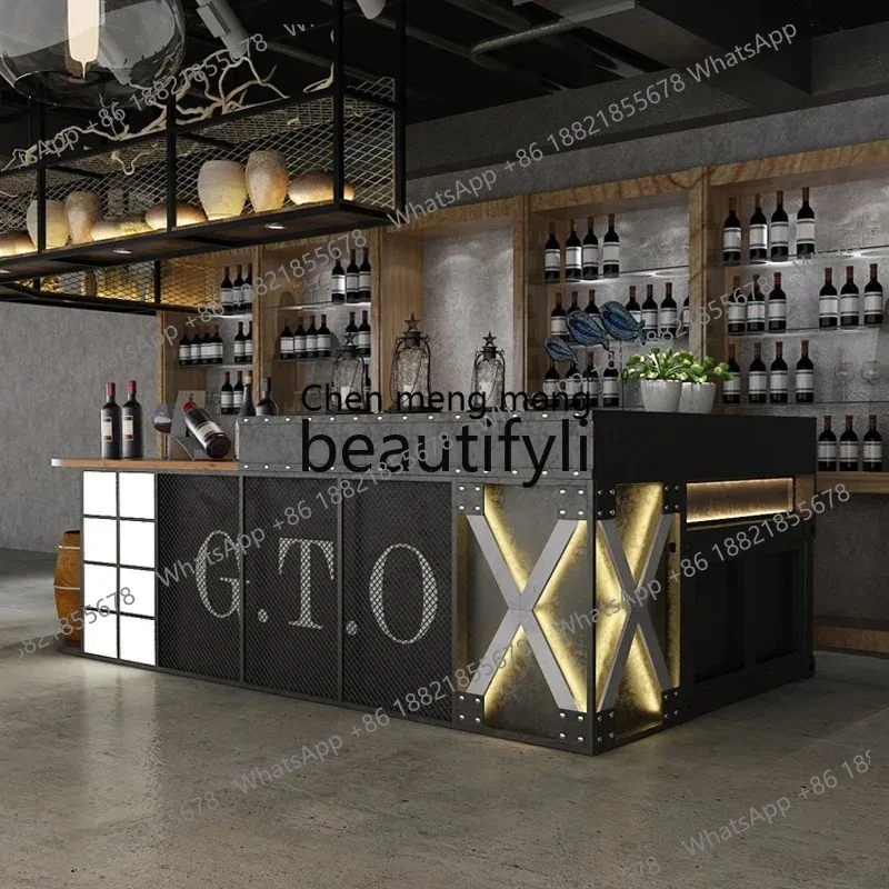 LHY26 ss Vintage Industrial Style Restaurant Cashier Counter Milk Tea Shop Bar Corner Bar Table Internet Cafe Reception Counter