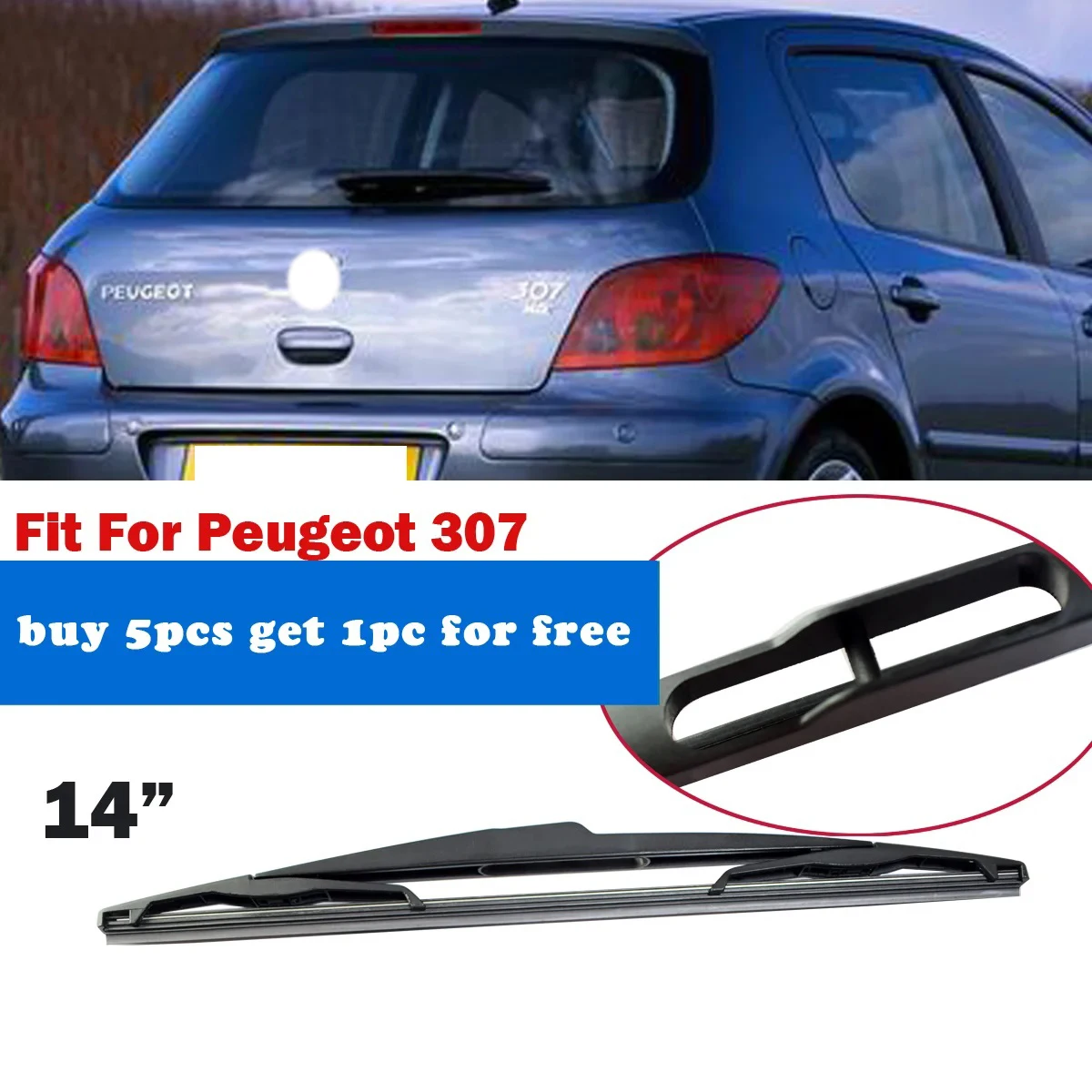 

1PC Car Rear Wiper Blade 14" Windscreen Windshield Auto Wipers Accessories for Peugeot 307 YC102012-307