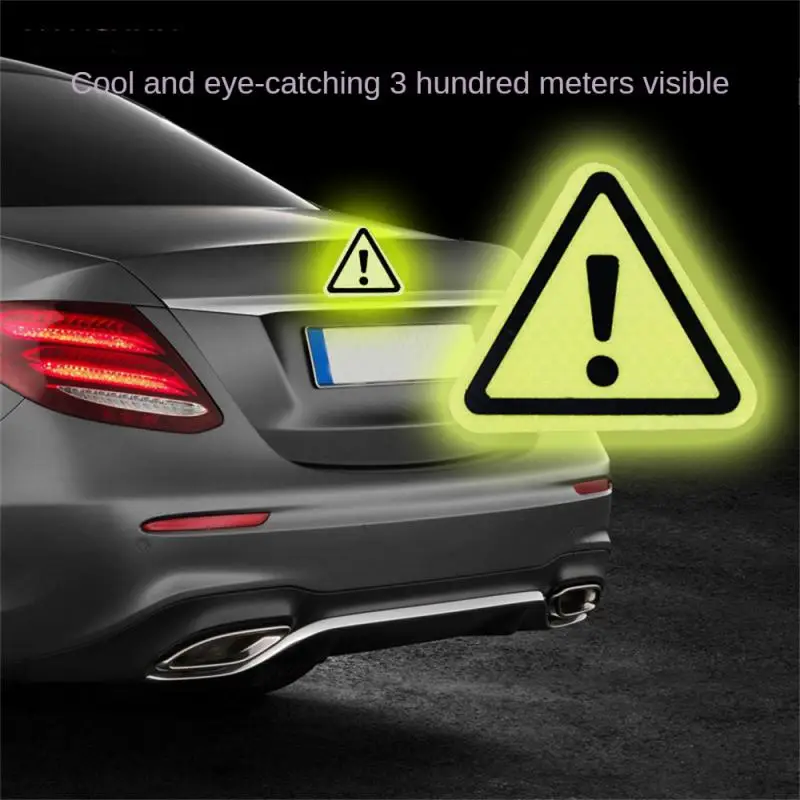 Car Reflective Triangle Warning Sticker Safety Hazard Stop Sign Reflector Sticker Rear Tail Bodywork Safety Decal Accessories